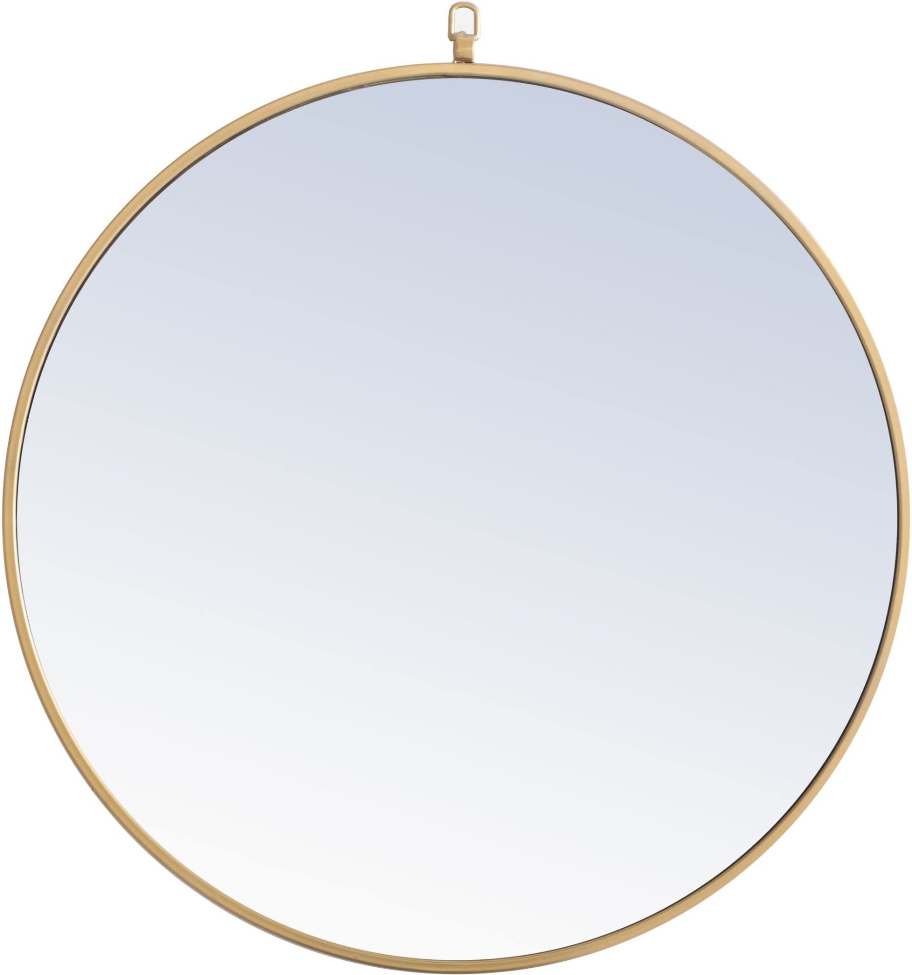 Metal frame Round Mirror with decorative hook 28 inch Brass finish
