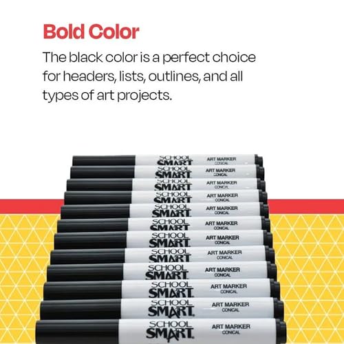 School Smart Art Markers, Conical Tip, Black, Pack of 12 (Case Of 2)