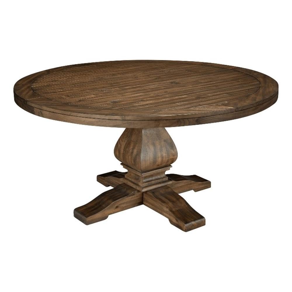 Kensington Round Solid Pine Dining Table, Walnut