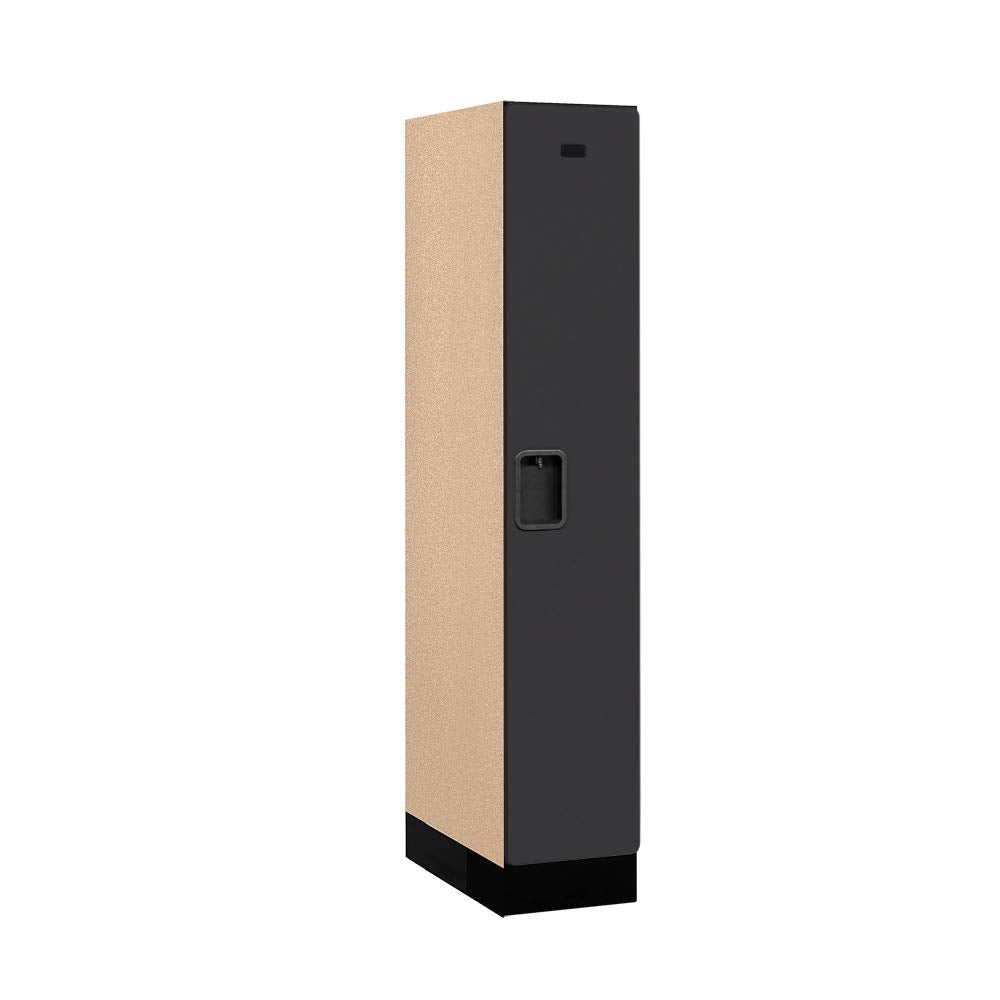 12 Wide Single Tier Designer Wood Locker - 1 Wide - 5 Feet High - 21 Inches Deep - Black