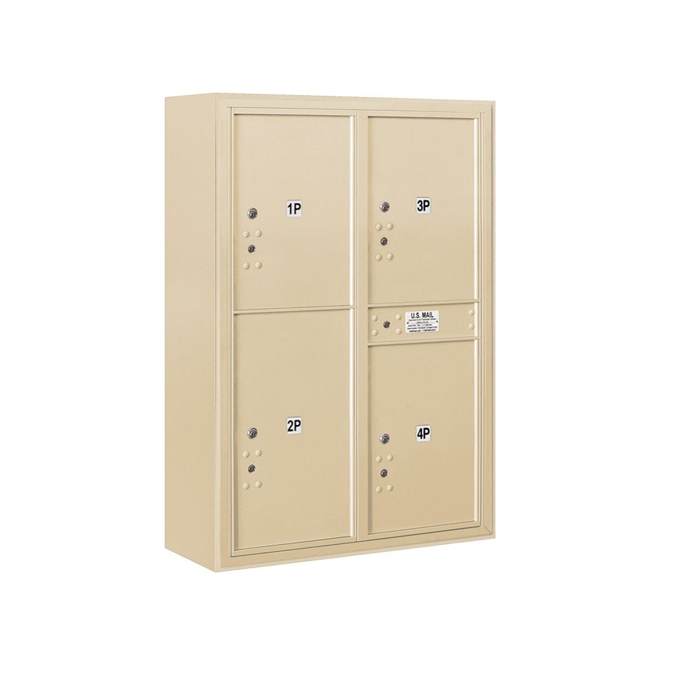 11 Door High Surface Mounted 4C Horizontal Parcel Locker with 4 Parcel Lockers in Sandstone with Private Access