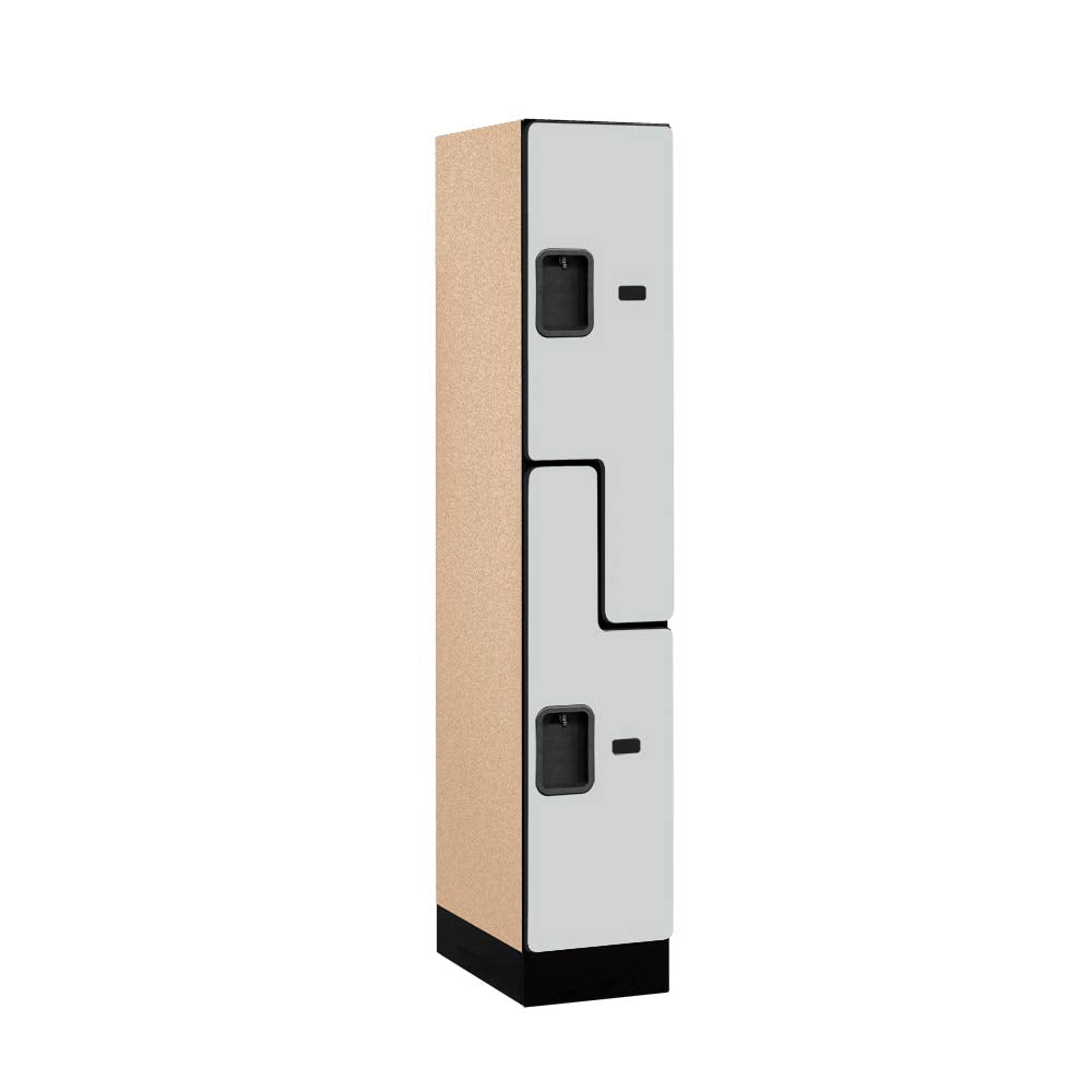 12 Wide Double Tier S Style Designer Wood Locker - 1 Wide - 5 Feet High - 18 Inches Deep - Gray