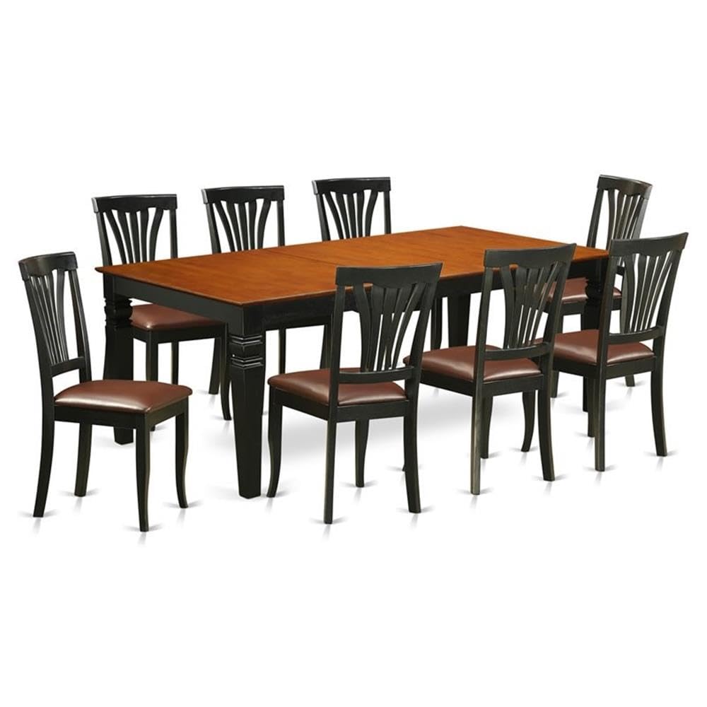 9  PcTable  set  with  a  Dining  Table  and  8  Dining  Chairs  in  Black  and  Cherry