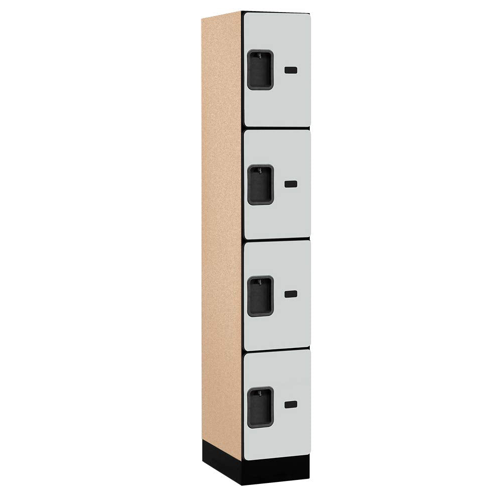 12 Wide Four Tier Designer Wood Locker - 1 Wide - 6 Feet High - 18 Inches Deep - Gray
