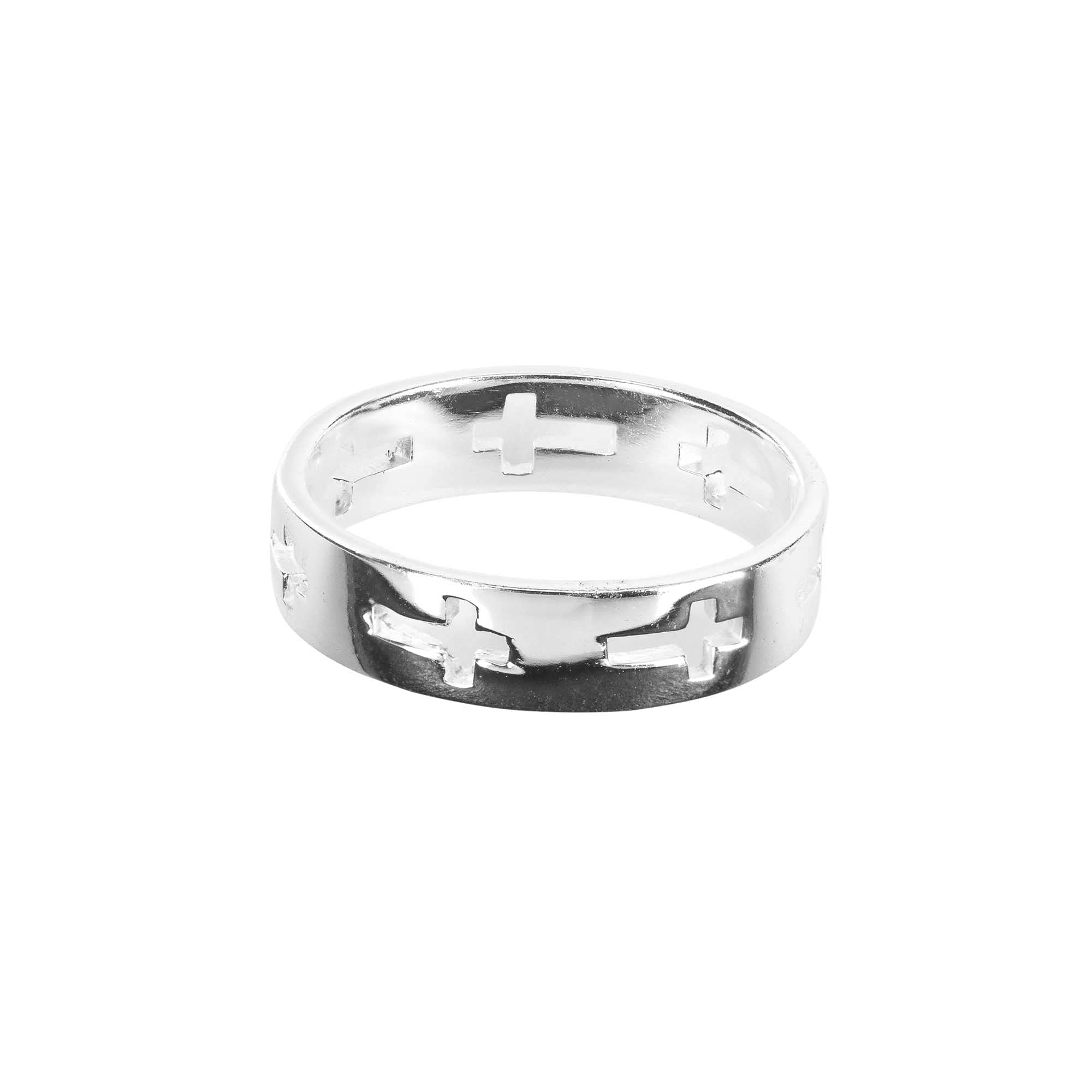 Ring Multi Cutout Cross Size 8 Silver