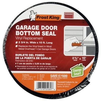 Frost King Rv9 Vinyl Garage Door Bottom Replacement Seal, 2-34 Inches Wide X 10 Feet Long