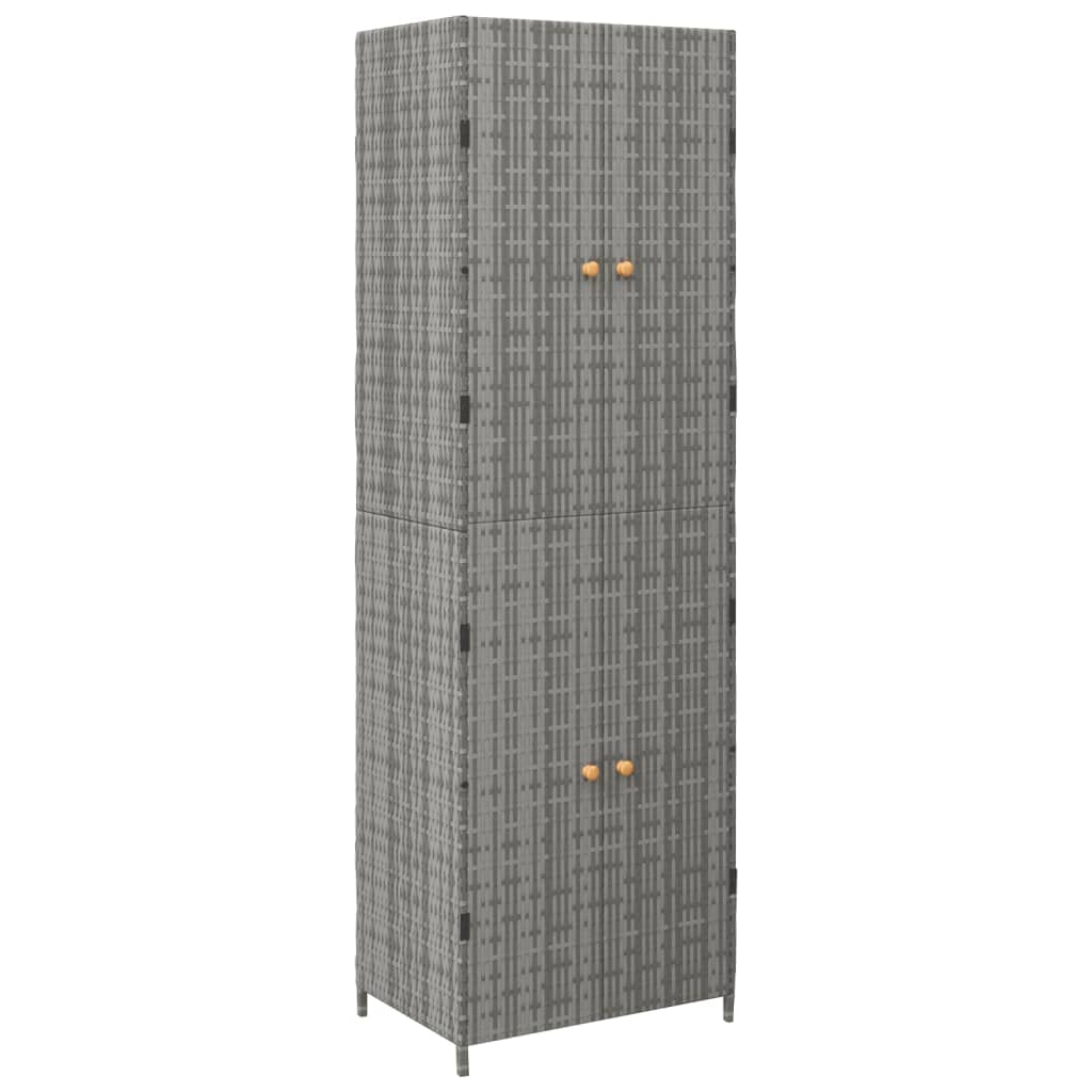 Garden Storage Cabinet Gray 23.2x15.7”x70.9” Poly Rattan