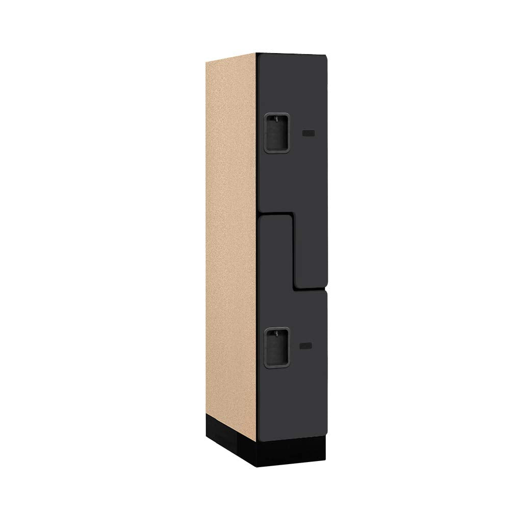 12 Wide Double Tier S Style Designer Wood Locker - 1 Wide - 5 Feet High - 21 Inches Deep - Black