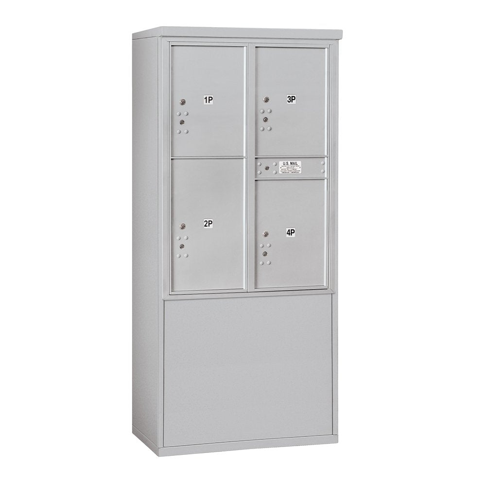 11 Door High Free-Standing 4C Horizontal Parcel Locker with 4 Parcel Lockers in Aluminum with Private Access