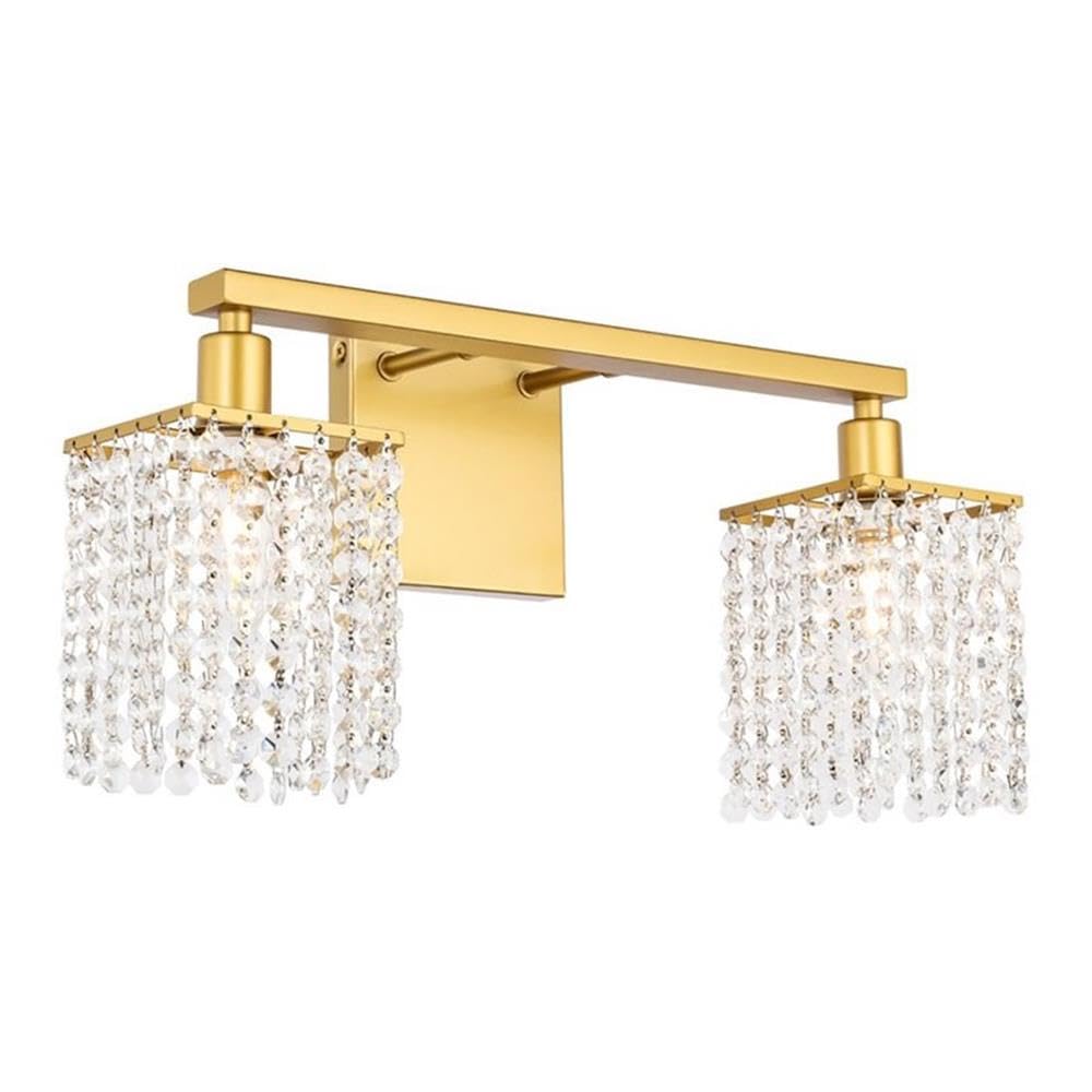 Phineas 2 light Brass and Clear Crystals wall sconce