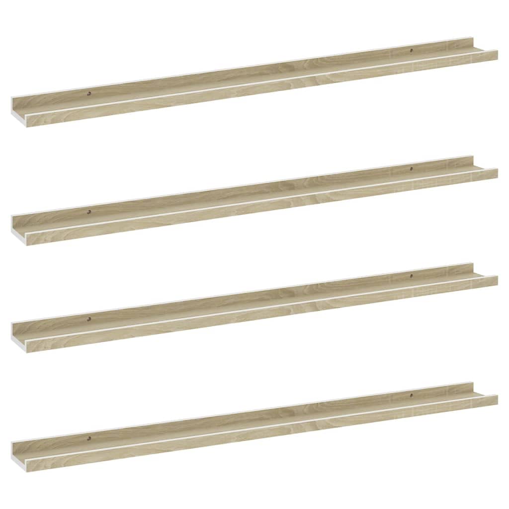 vidaXL Wall Shelves 4 pcs White and Sonoma Oak 39.4x3.5"x1.2"