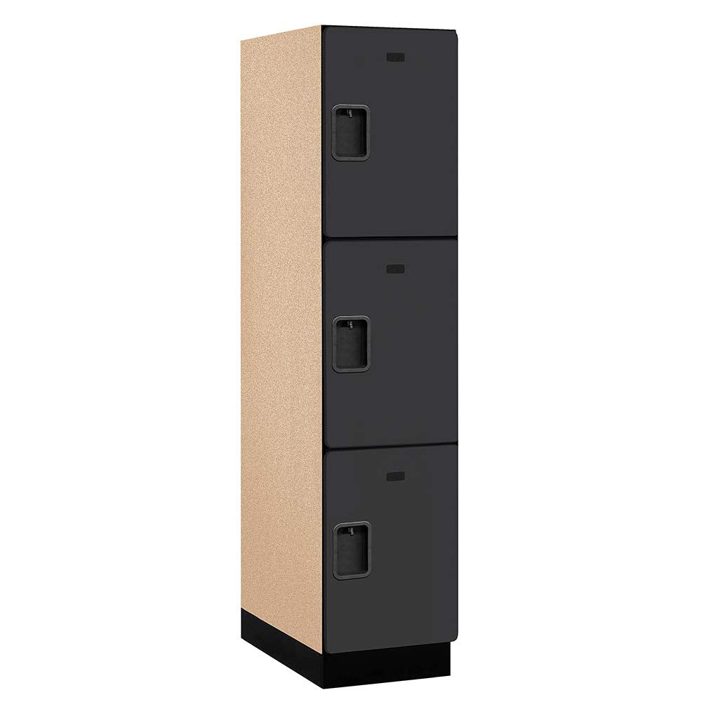 18 Wide Triple Tier Designer Wood Locker - 1 Wide - 6 Feet High - 24 Inches Deep - Black