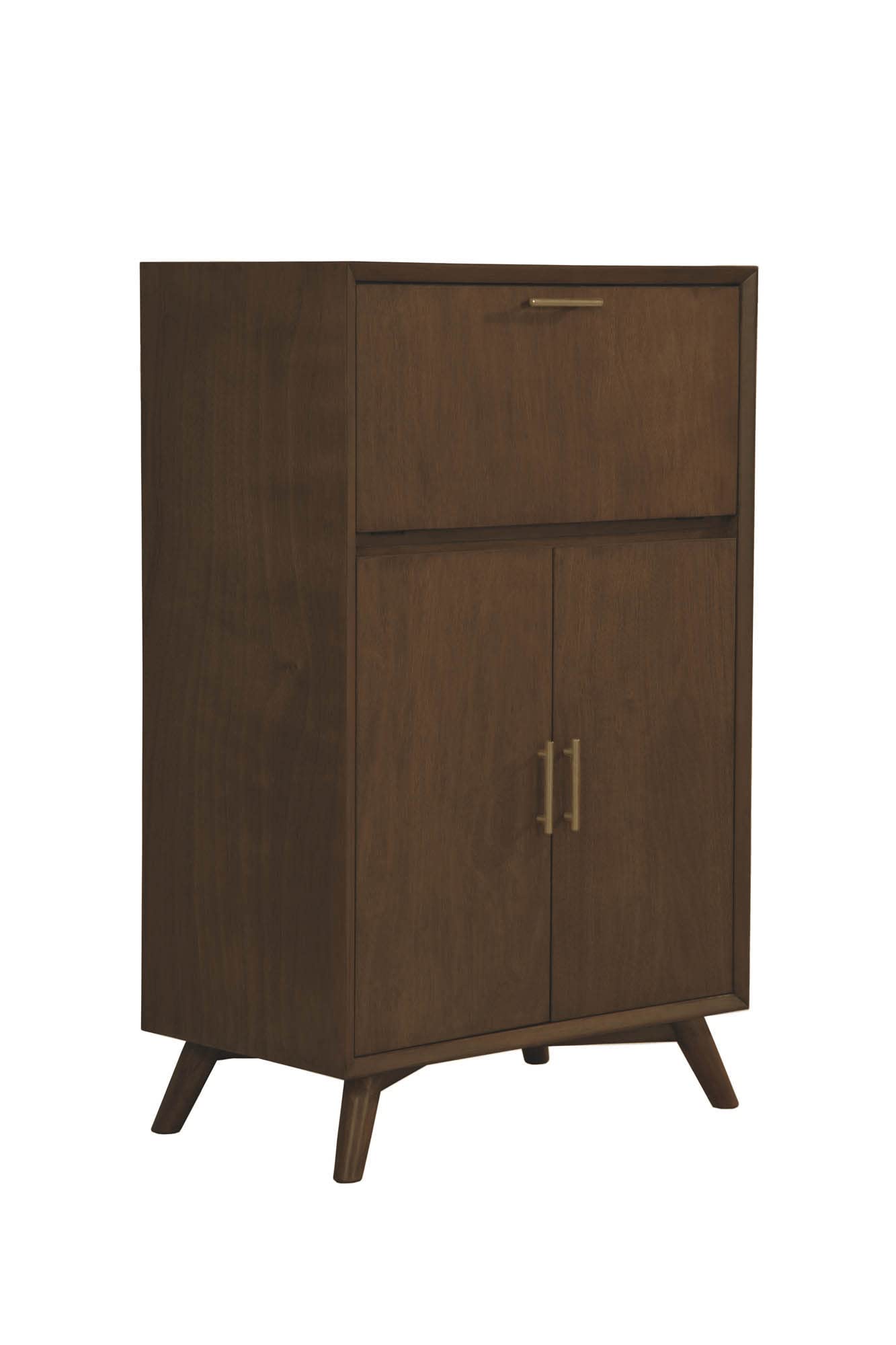 Flynn Large Bar Cabinet w/Drop Down Tray, Walnut