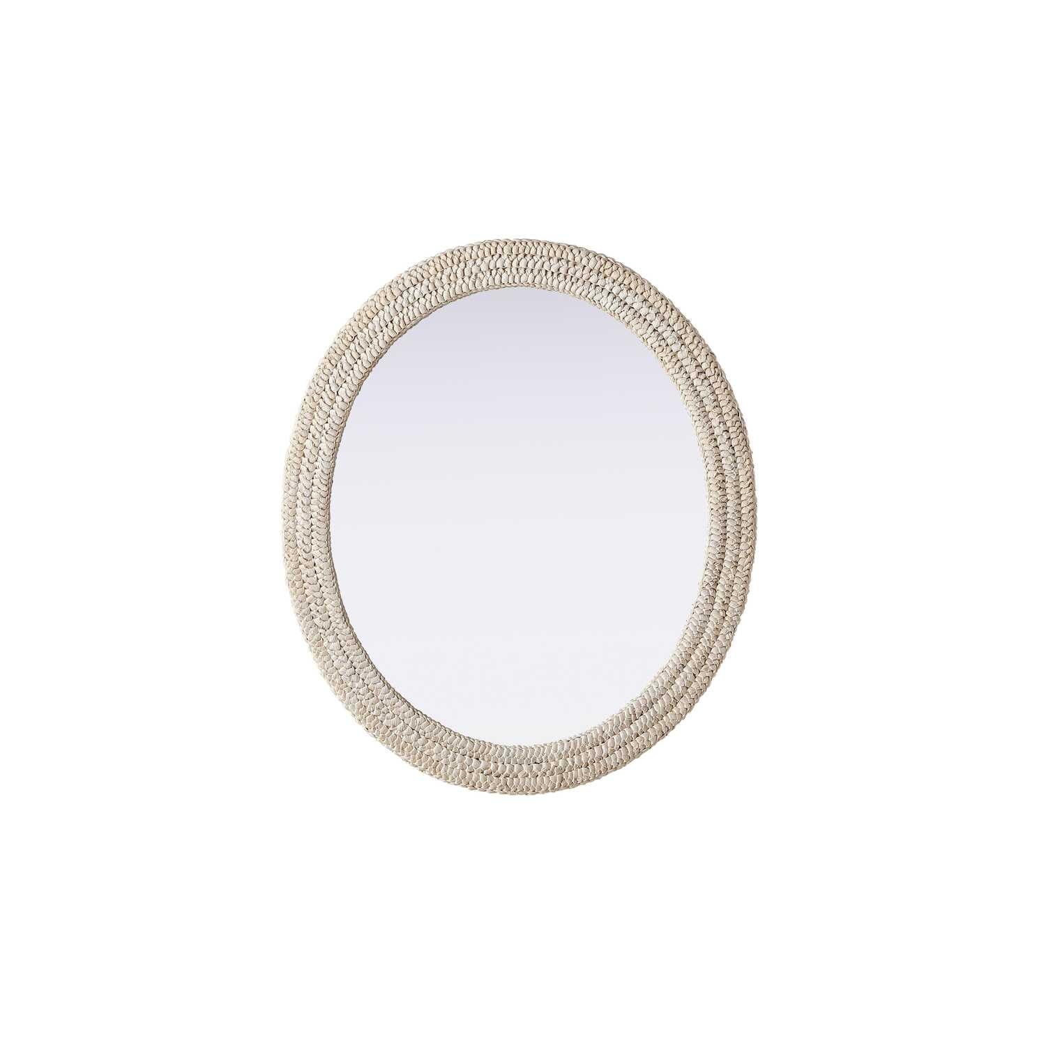 Oval Cornhusk Mirror 36x42 in Linen White