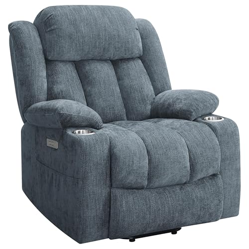 Limi Power Lift Recliner Chair, Slate Blue, USB Port, Cupholders