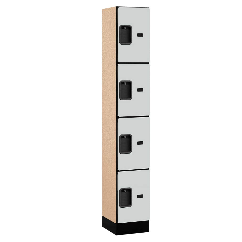12 Wide Four Tier Designer Wood Locker - 1 Wide - 6 Feet High - 15 Inches Deep - Gray