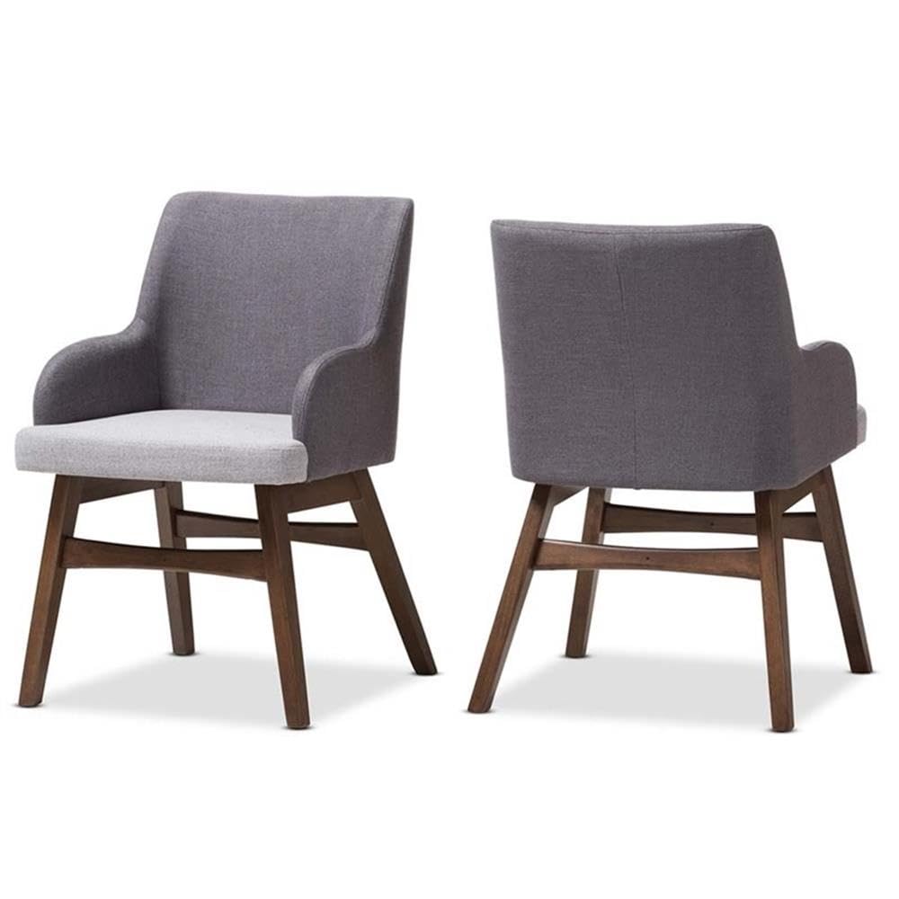 Baxton Studio Monte Mid-Century Modern Two-Tone Grey Fabric Armchair