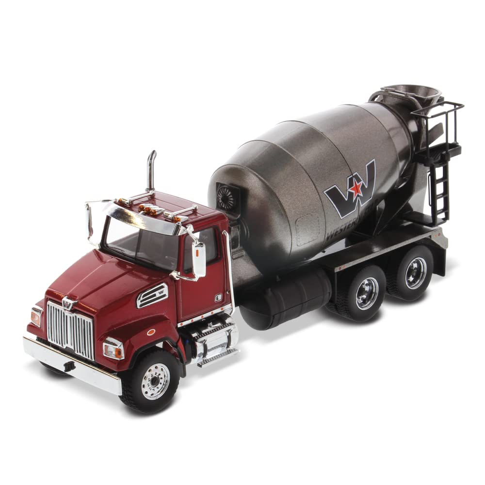 Western Star 4700 SF Concrete Mixer Truck Metallic Red with Gray Body 1/50 Diecast Model by Diecast Masters