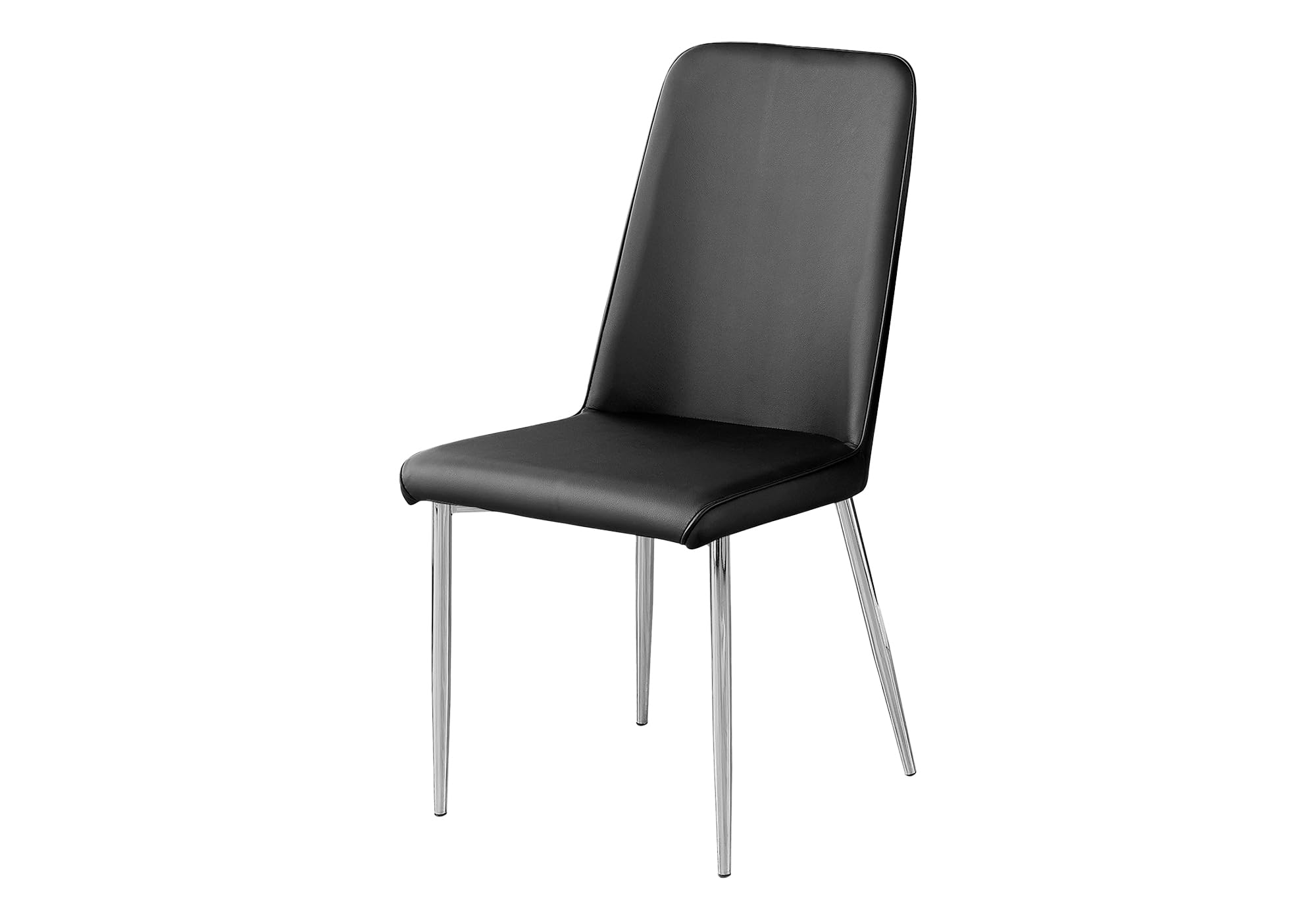 Dining Chair, Set Of 2, Side, Upholstered, Kitchen, Dining Room, Pu Leather Look, Metal, Black, Chrome, Contemporary, Modern