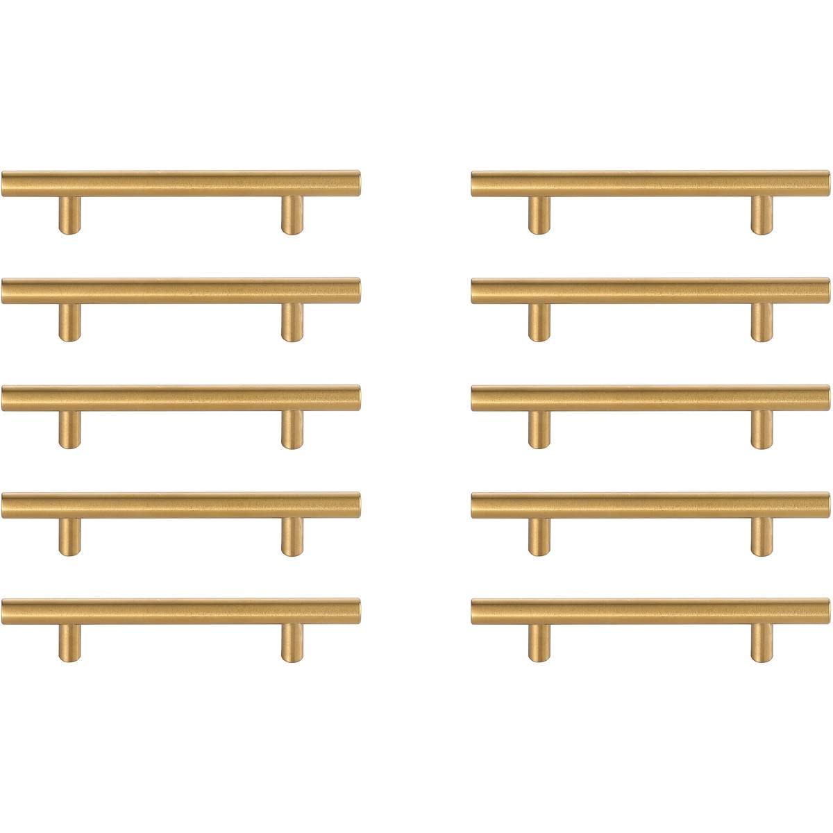 Elegant Lighting Indoor Modern Home Decorative Cabinet/Drawer Hardware Quinn 4' Center To Center Brass Bar Pull Multipack (Set Of 10)