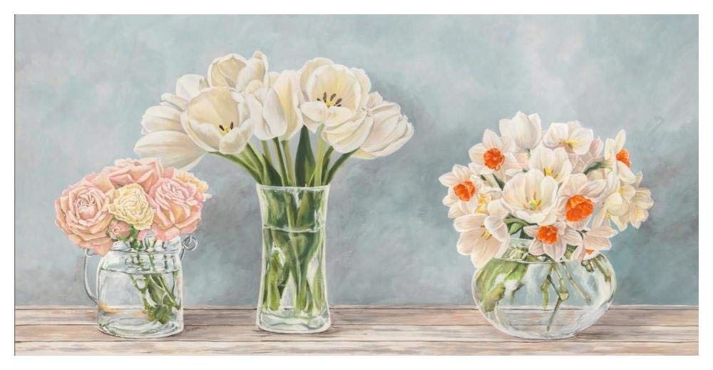 Fleurs et Vases Aquamarine-Paper Art-50x26”