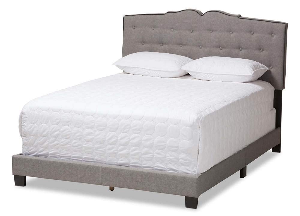 Baxton Studio Vivienne Modern And Contemporary Light Grey Fabric Upholstered Queen Size Bed