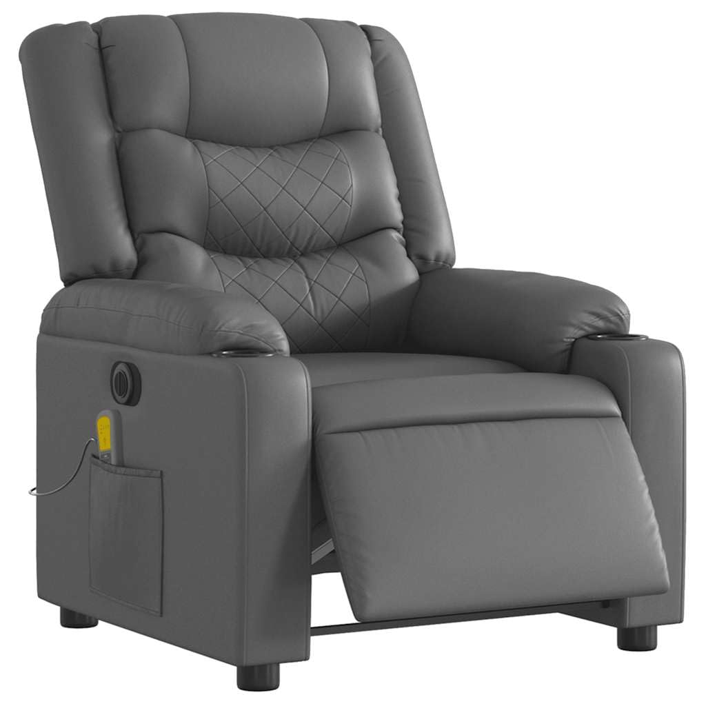 vidaXL Electric Massage Recliner Chair Gray Faux Leather