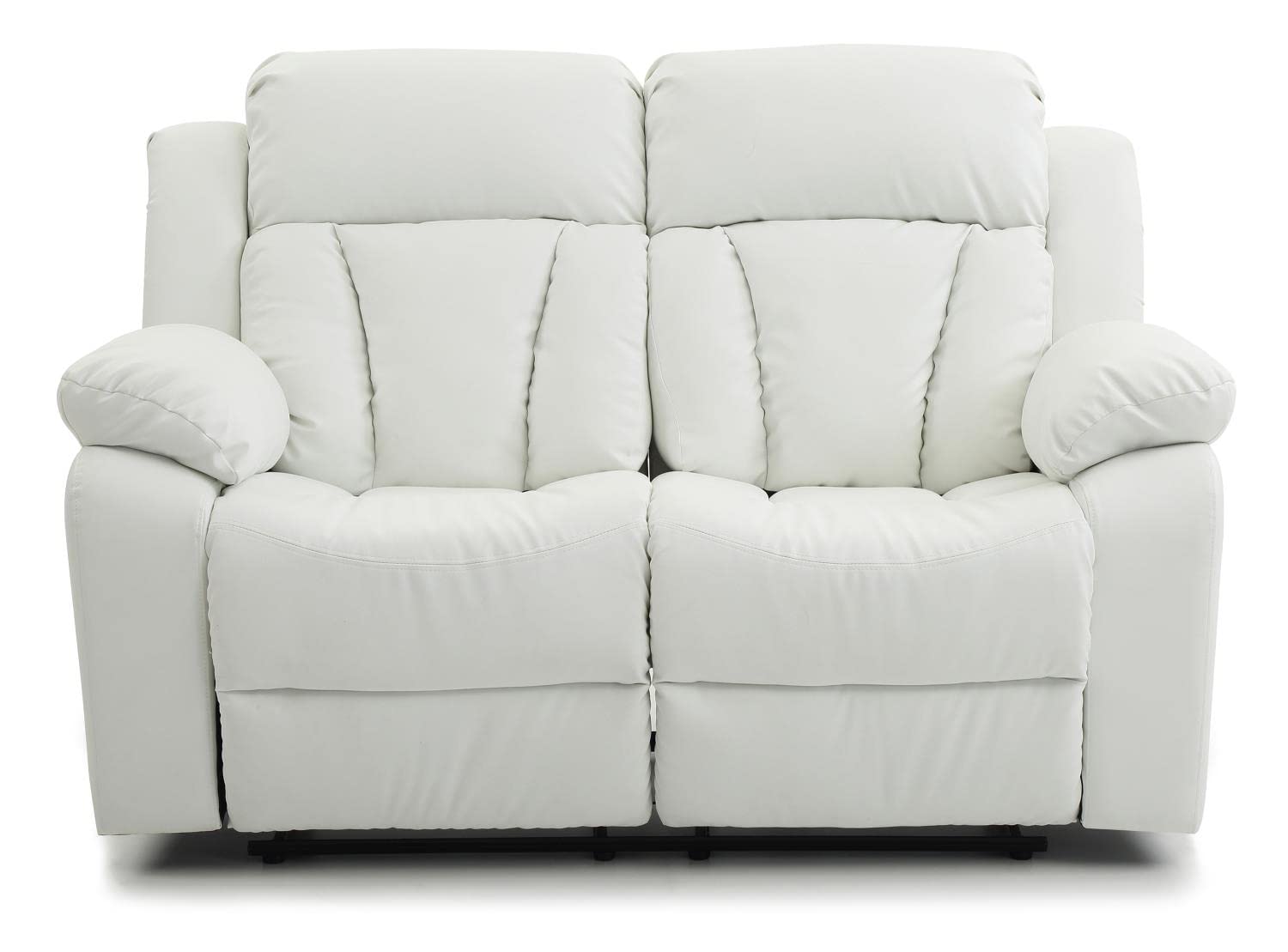 Daria 62 in. W Flared Arm Faux Leather Straight Reclining Sofa in White