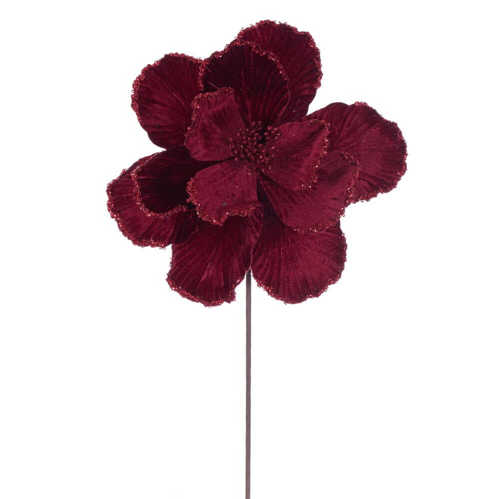 Casafoyer 20” Burgundy Magnolia 10” Flower 3/Bag - (Pack Of 2)