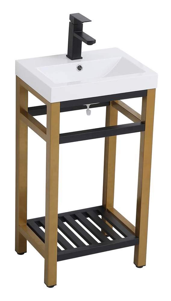 Elegant Decor 18 Inch Single Bathroom Metal Vanity In Golden Black