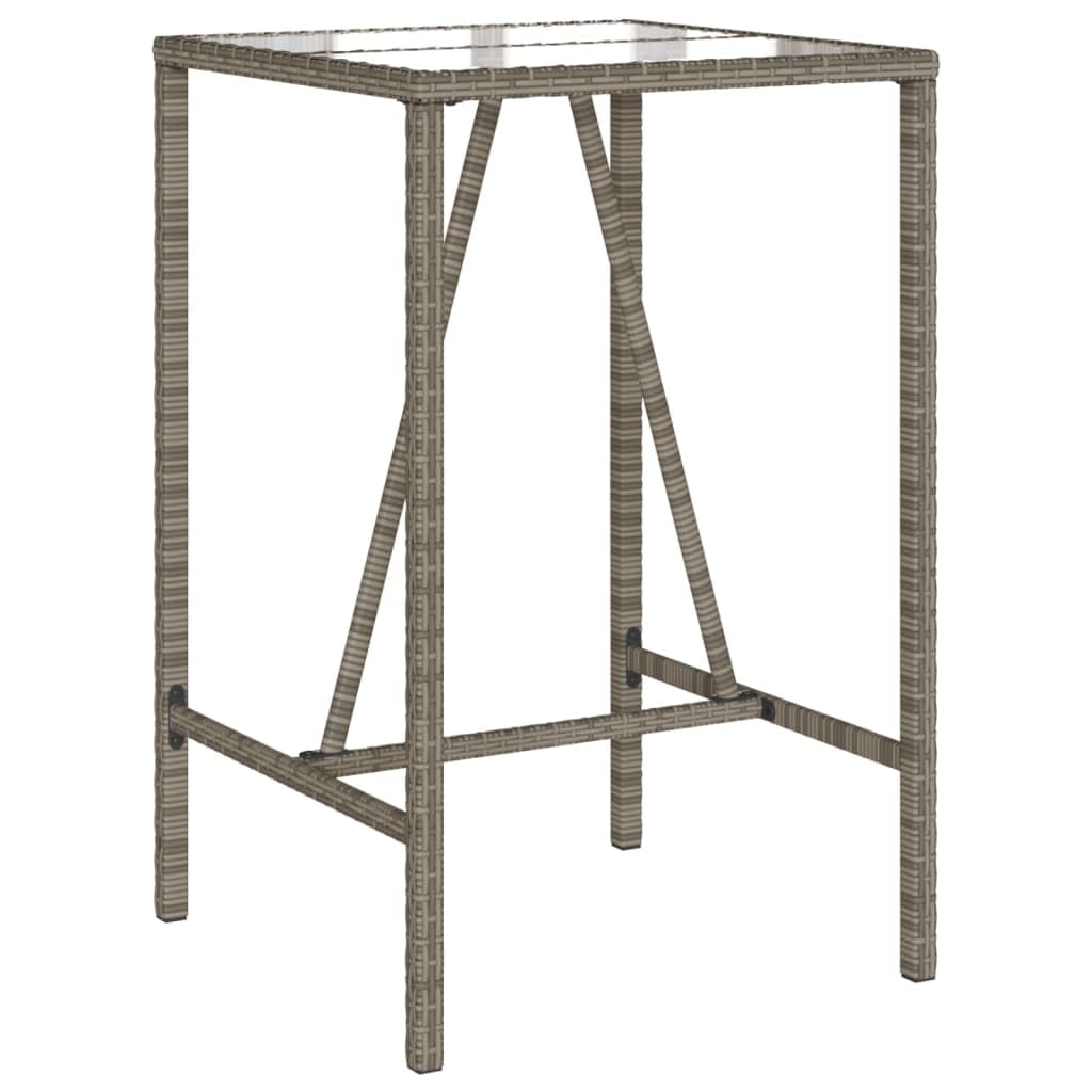 vidaXL Patio Bar Table Gray 27.6x27.6??43.3??Poly Rattan