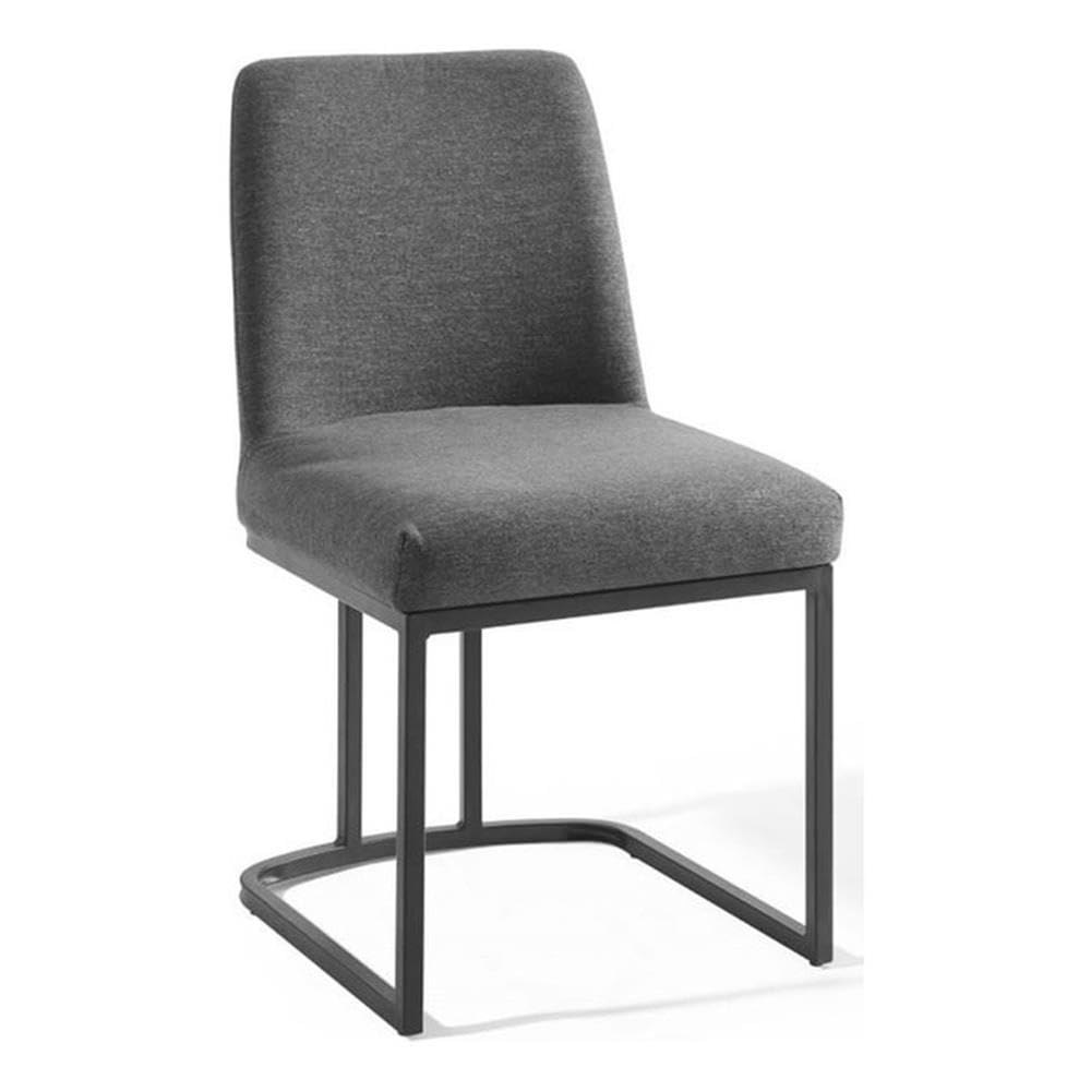 Amplify Sled Base Upholstered Fabric Dining Side Chair Black Charcoal