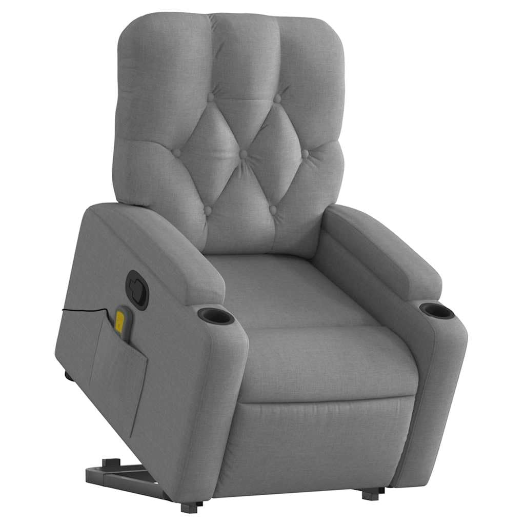 vidaXL Stand up Massage Recliner Chair Light Gray Fabric
