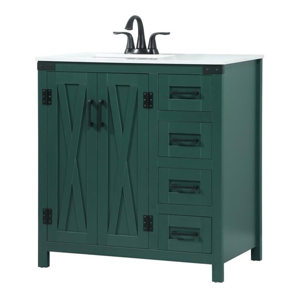 Elegant Decor Grant 32 Aluminum Mdf Single Bathroom Vanity In Green