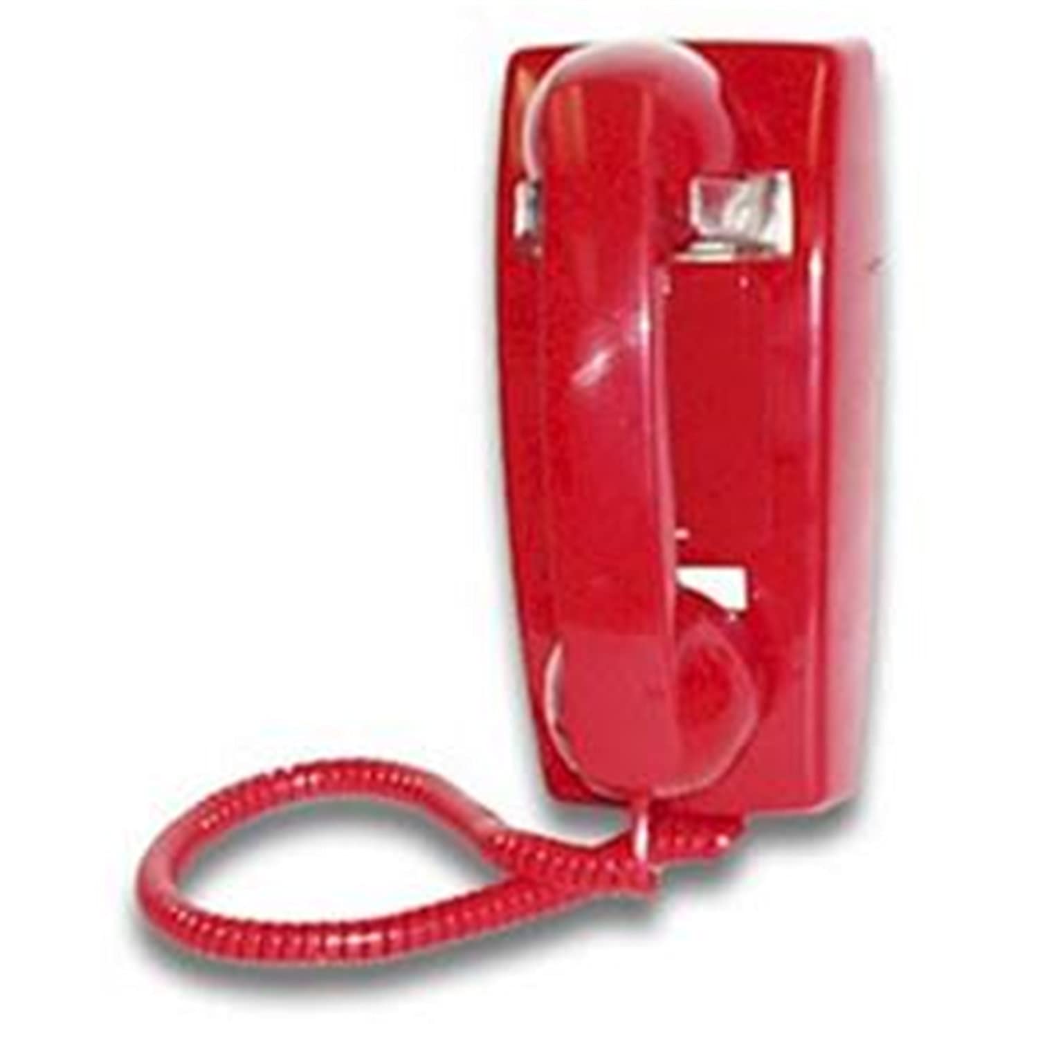 RED NO DIAL WALL PHONE WITH RINGER