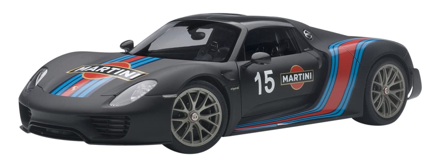 Porsche 918 Spyder Weissach Package Black/ Martini Livery #15 1/18 Model Car  by Autoart