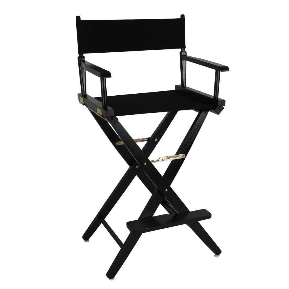 Extra-Wide Premium 30  Directors Chair Black Frame W/Black Color Cover