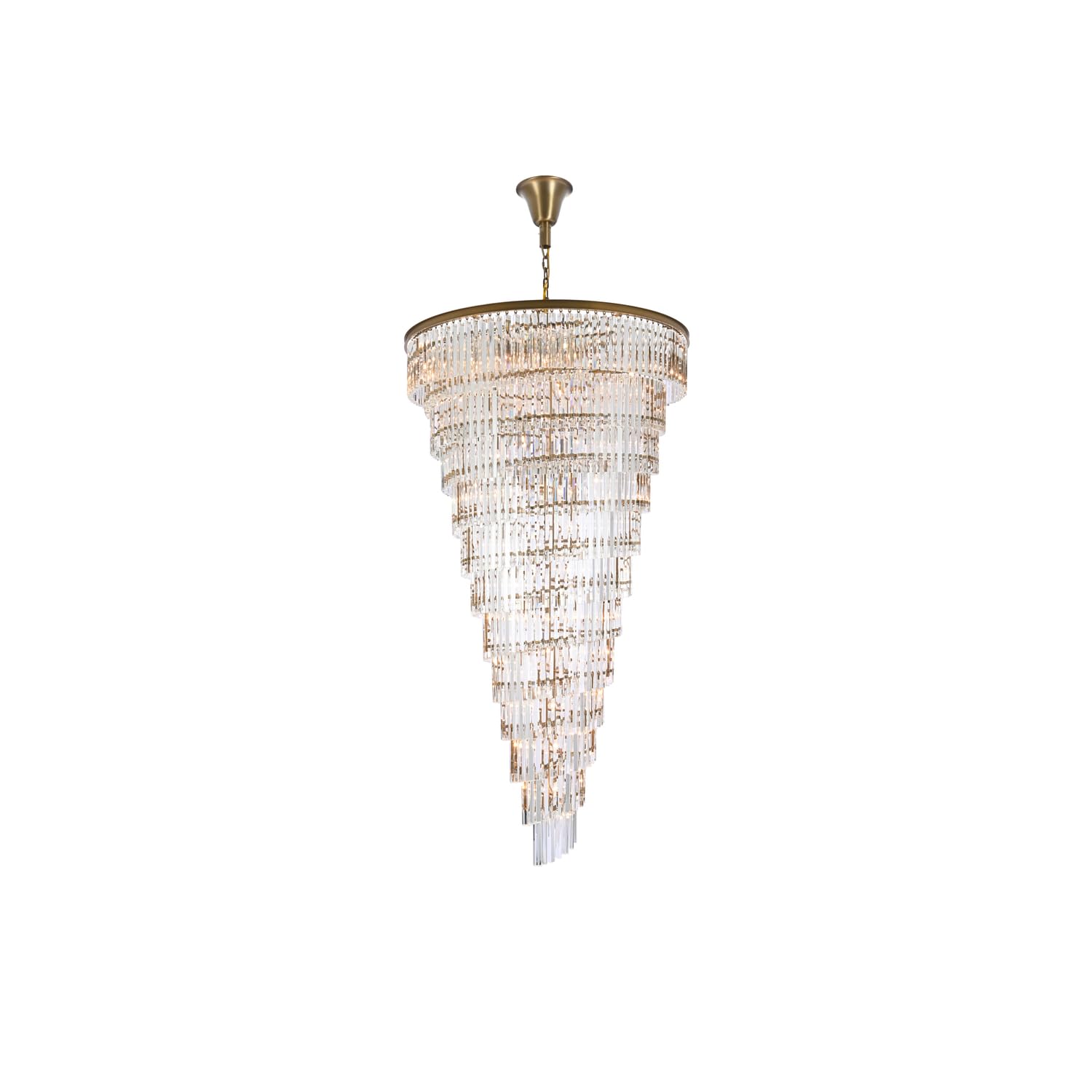 Elegant Lighting Sydney 48 Inch Spiral Crystal Chandelier In Satin Gold
