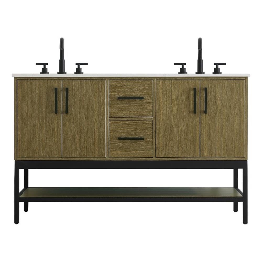 54 inch Double Bathroom Vanity in Chestnut Brown