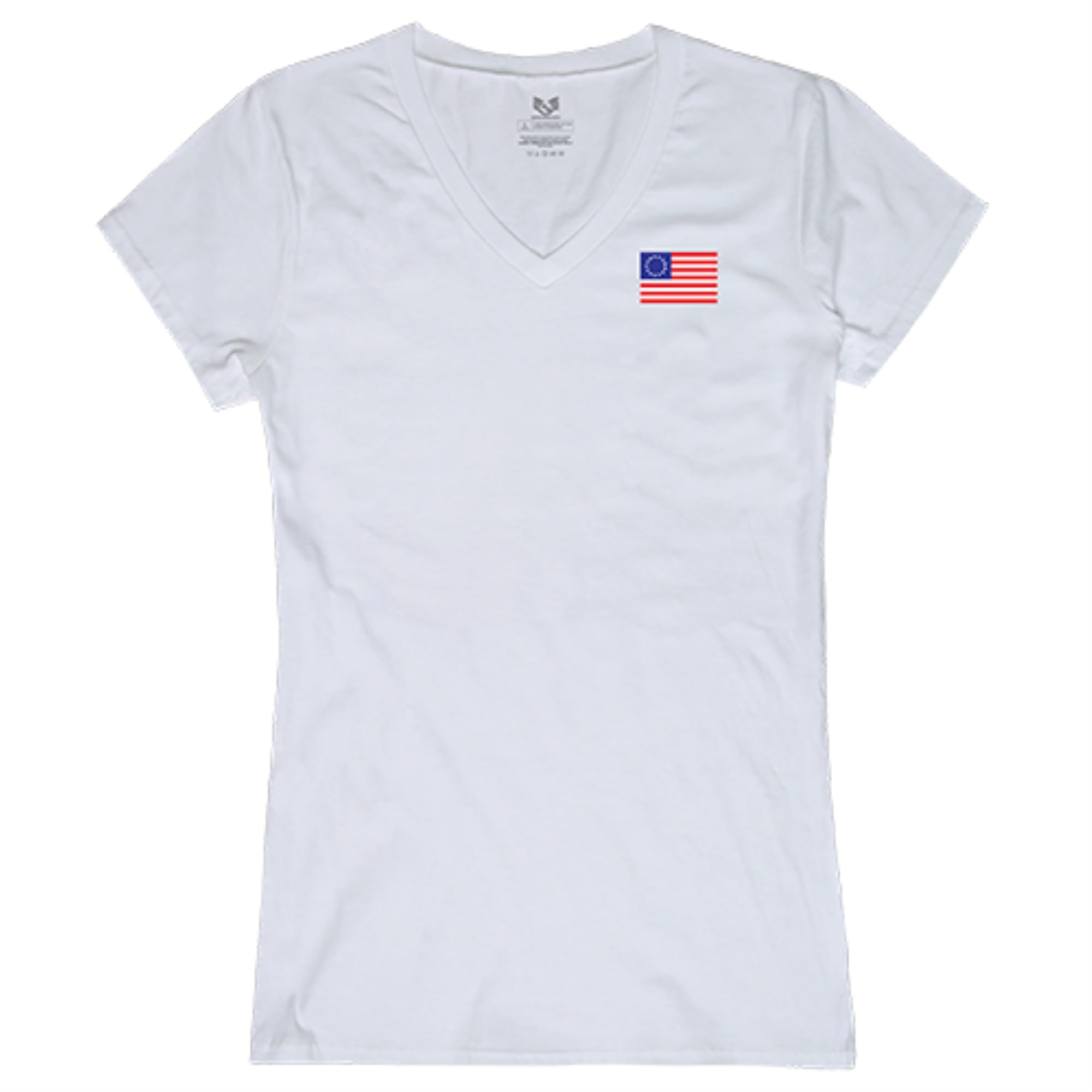 Graphic V-Neck, Betsy Ross 1, White, M