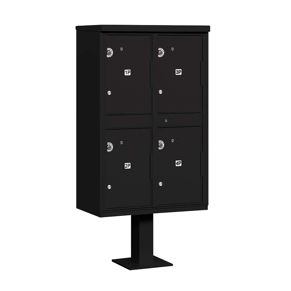 Outdoor Parcel Locker with 4 Compartments in Black with USPS Access  Type II