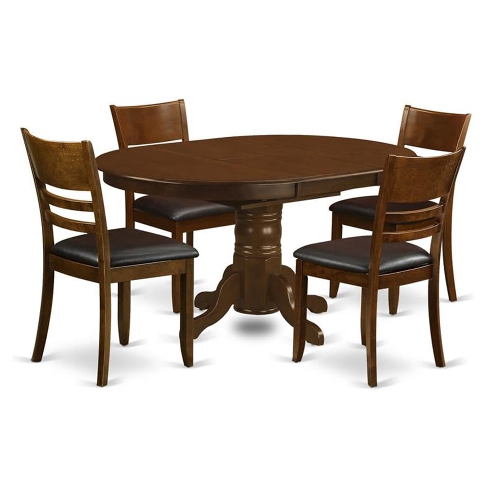 5  Pc  Kenley  with  a  18  Leaf  and  4  Leather  Chairs
