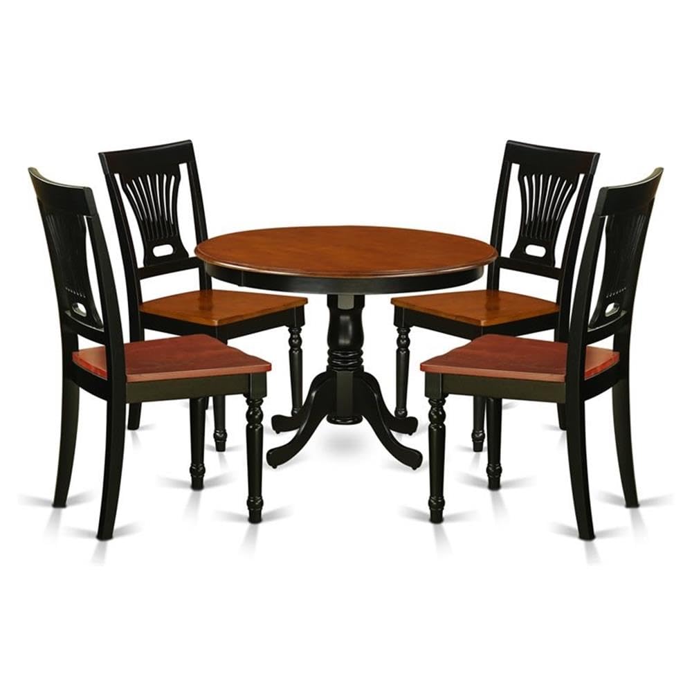 5  Pc  set  with  a  Round  Small  Table  and  4  Wood  Dinette  Chairs  in  Black  and  Cherry  .
