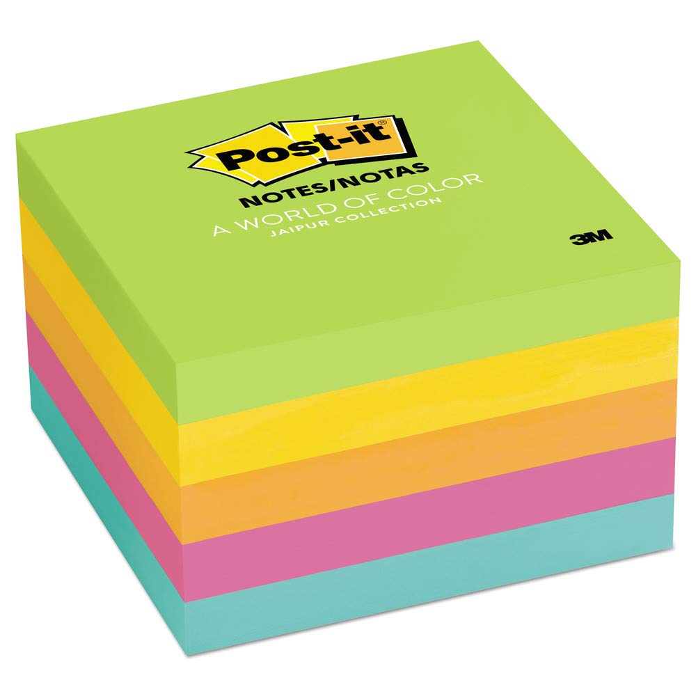 Post-it Original Notes, 3 x 3, Jaipur Colors, Pad of 100 Sheets, Pack of 5