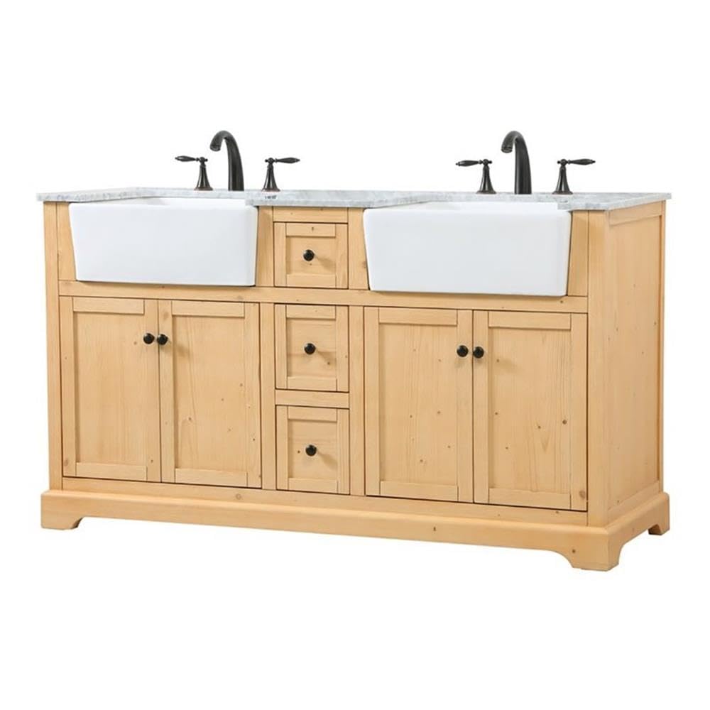 Elegant Decor Franklin 60 Aluminum Mdf Double Bathroom Vanity In Natural Wood
