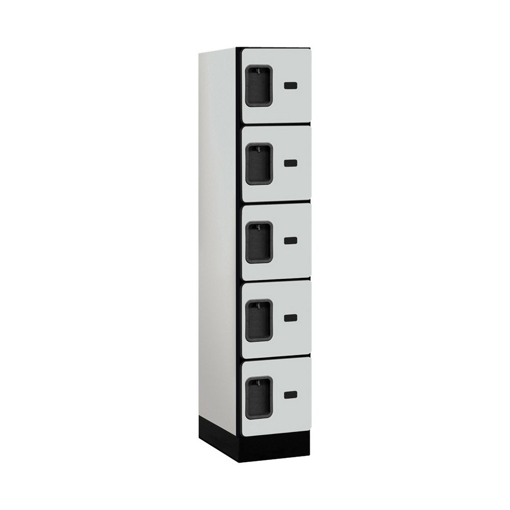 12 Wide Five Tier Box Style Designer Wood Locker - 1 Wide - 5 Feet High - 18 Inches Deep - Gray
