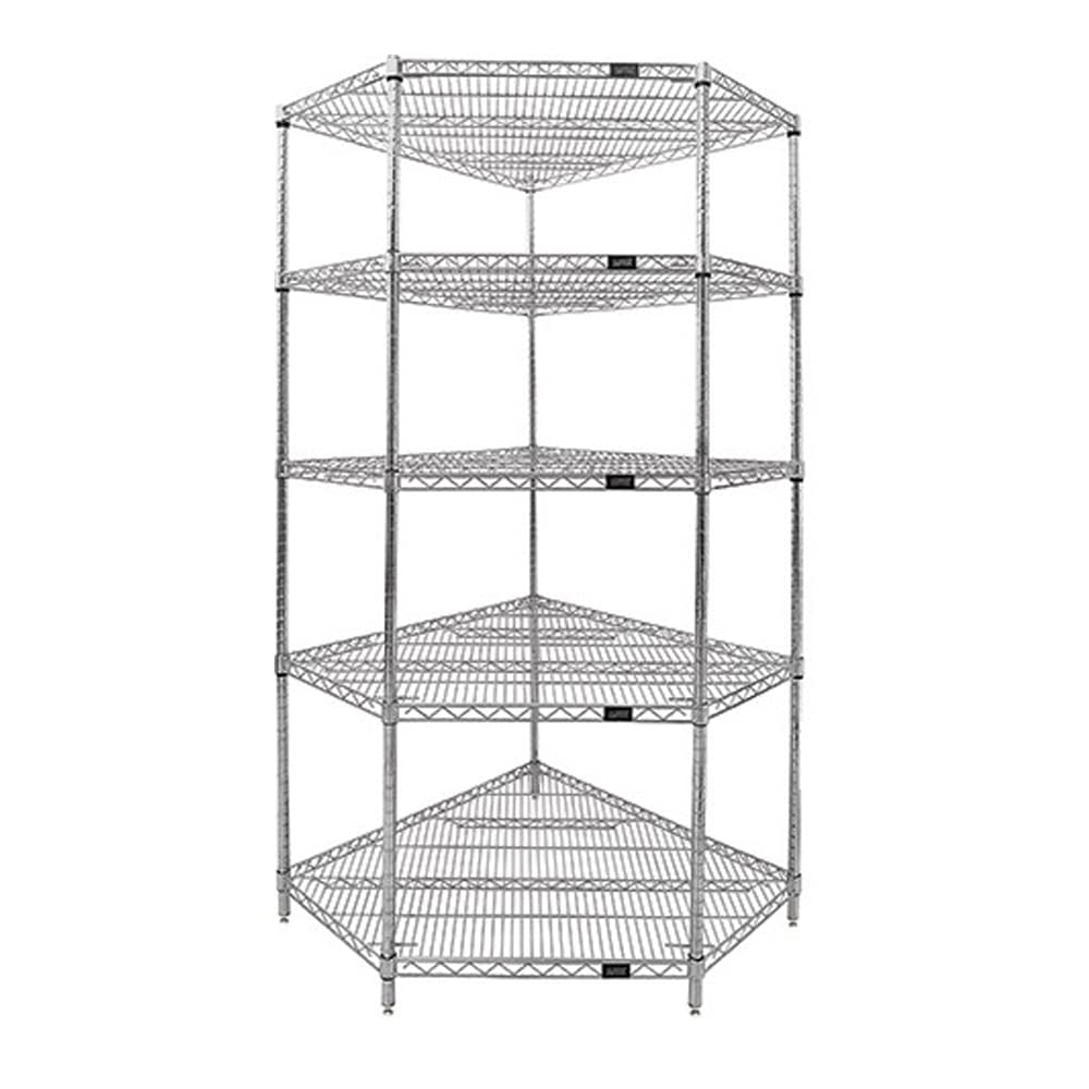 Wire Shelving, Starter Kit, 5-Sided Shelf, includes: (5) shelves, (4) posts and (20) split sleeves, chrome plated finish, suitable for dry environments, NSF, shipped KD