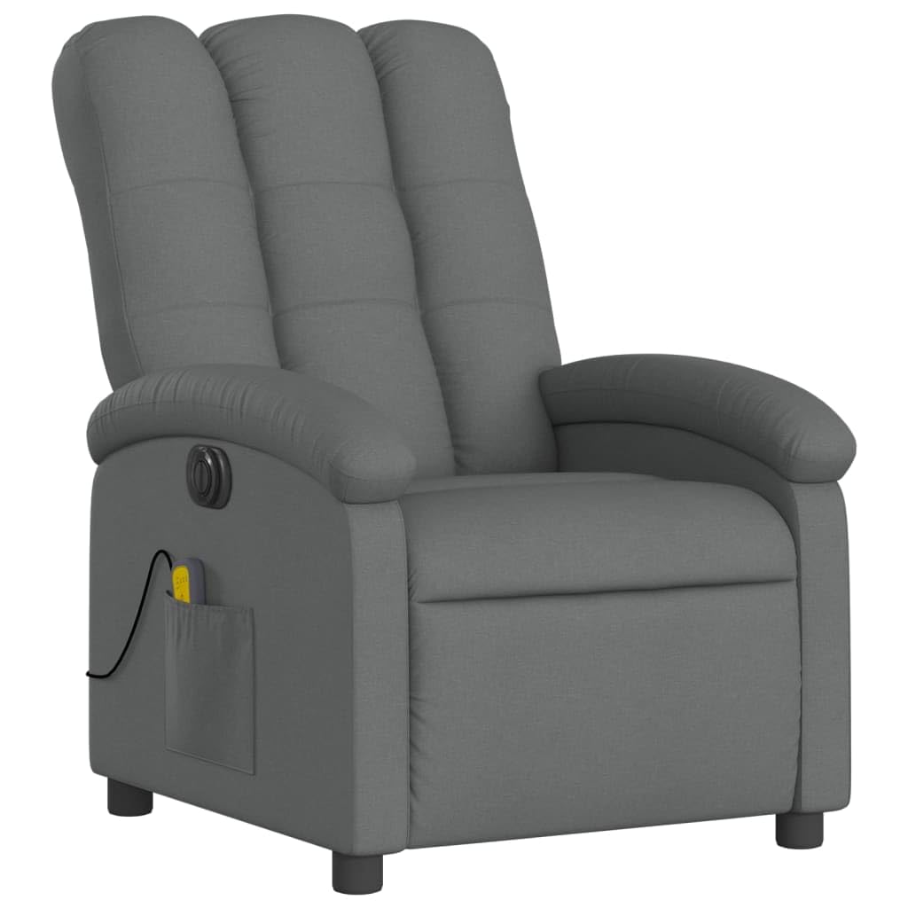 vidaXL Electric Massage Recliner Chair Dark Gray Fabric