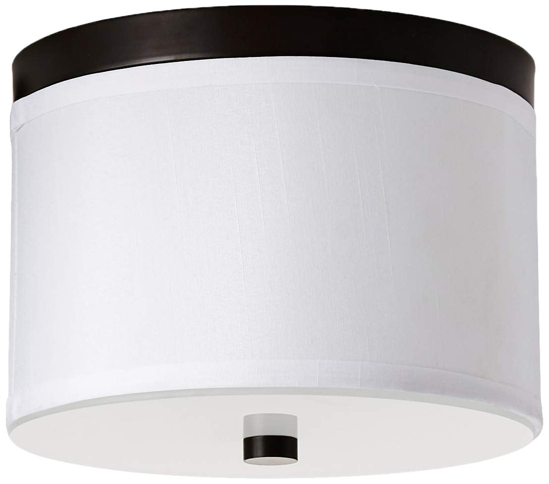 Braxton 10 Inch Round White and Black Flush Mount