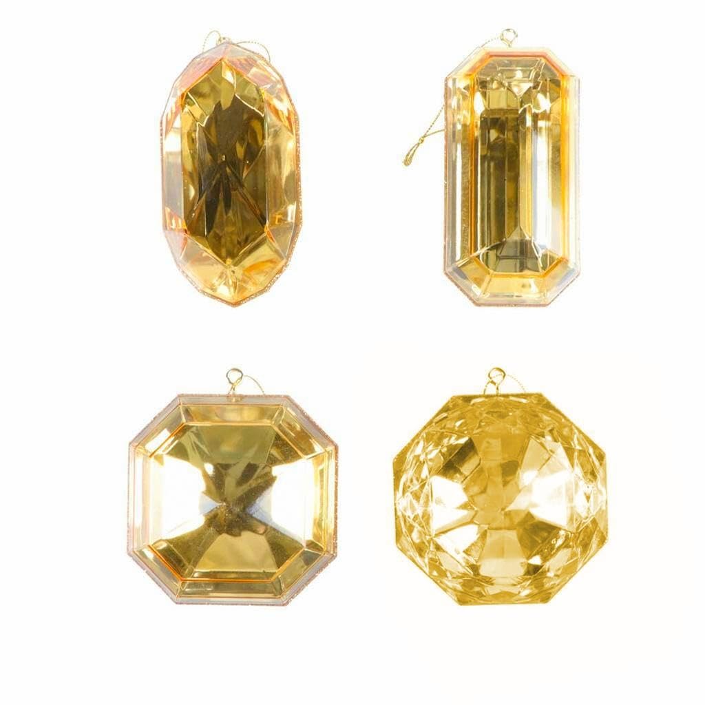 Casafoyer 4-5” Gold Jewel Glitter Orn Assort 4/Bag - (Pack Of 2)